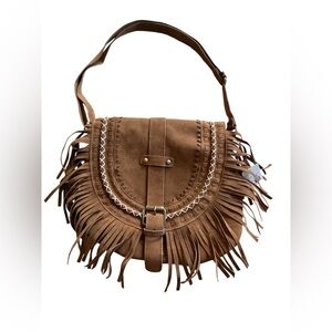 Fringe Brown Shoulder Bag